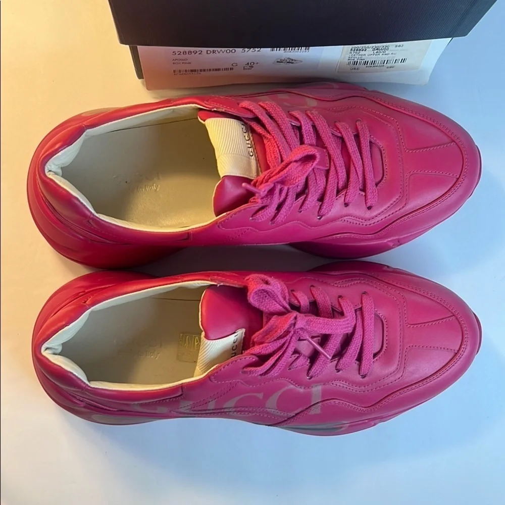 EUC 💓 Gucci Women’s Pink Sneakers – Size 40.5 (US 10.5) with Box